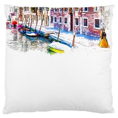 Venice T- Shirt Venice Voyage Art Digital Painting Watercolor Discovery T- Shirt (4) Standard Premium Plush Fleece Cushion Case (two Sides) by ZUXUMI