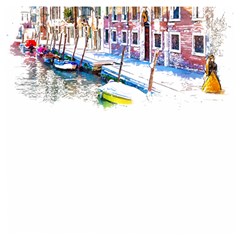 Venice T- Shirt Venice Voyage Art Digital Painting Watercolor Discovery T- Shirt (4) Wooden Puzzle Square by ZUXUMI