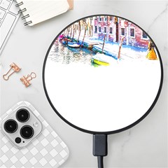 Venice T- Shirt Venice Voyage Art Digital Painting Watercolor Discovery T- Shirt (4) Wireless Fast Charger(black) by ZUXUMI