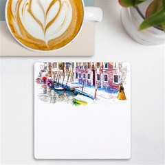 Venice T- Shirt Venice Voyage Art Digital Painting Watercolor Discovery T- Shirt (4) Uv Print Square Tile Coaster 