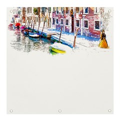 Venice T- Shirt Venice Voyage Art Digital Painting Watercolor Discovery T- Shirt (4) Banner And Sign 4  X 4 