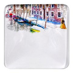 Venice T- Shirt Venice Voyage Art Digital Painting Watercolor Discovery T- Shirt (4) Square Glass Fridge Magnet (4 Pack)