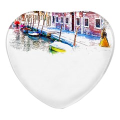 Venice T- Shirt Venice Voyage Art Digital Painting Watercolor Discovery T- Shirt (4) Heart Glass Fridge Magnet (4 Pack) by ZUXUMI