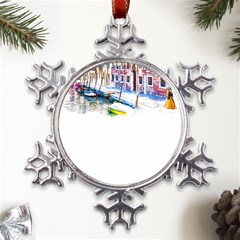 Venice T- Shirt Venice Voyage Art Digital Painting Watercolor Discovery T- Shirt (4) Metal Large Snowflake Ornament