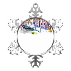 Venice T- Shirt Venice Voyage Art Digital Painting Watercolor Discovery T- Shirt (4) Metal Small Snowflake Ornament