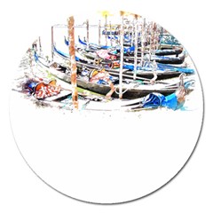 Venice T- Shirt Venice Voyage Art Digital Painting Watercolor Discovery T- Shirt (5) Magnet 5  (round) by ZUXUMI