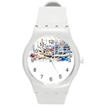 Venice T- Shirt Venice Voyage Art Digital Painting Watercolor Discovery T- Shirt (5) Round Plastic Sport Watch (M) Front