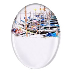 Venice T- Shirt Venice Voyage Art Digital Painting Watercolor Discovery T- Shirt (5) Oval Glass Fridge Magnet (4 Pack) by ZUXUMI