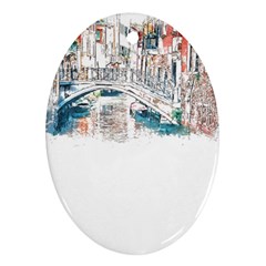 Venice T- Shirt Venice Voyage Art Digital Painting Watercolor Discovery T- Shirt Oval Ornament (two Sides) by ZUXUMI