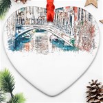 Venice T- Shirt Venice Voyage Art Digital Painting Watercolor Discovery T- Shirt Heart Ornament (Two Sides) Back