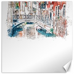 Venice T- Shirt Venice Voyage Art Digital Painting Watercolor Discovery T- Shirt Canvas 12  X 12  by ZUXUMI