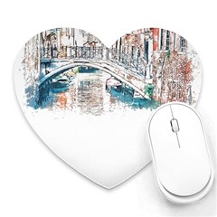 Venice T- Shirt Venice Voyage Art Digital Painting Watercolor Discovery T- Shirt Heart Mousepad by ZUXUMI