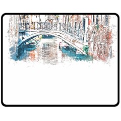 Venice T- Shirt Venice Voyage Art Digital Painting Watercolor Discovery T- Shirt Fleece Blanket (medium) by ZUXUMI