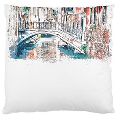 Venice T- Shirt Venice Voyage Art Digital Painting Watercolor Discovery T- Shirt Large Cushion Case (two Sides) by ZUXUMI