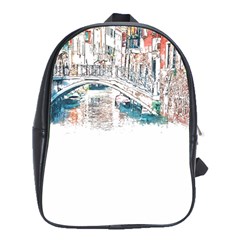 Venice T- Shirt Venice Voyage Art Digital Painting Watercolor Discovery T- Shirt School Bag (xl) by ZUXUMI