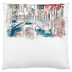 Venice T- Shirt Venice Voyage Art Digital Painting Watercolor Discovery T- Shirt Large Premium Plush Fleece Cushion Case (Two Sides) Back