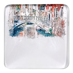 Venice T- Shirt Venice Voyage Art Digital Painting Watercolor Discovery T- Shirt Square Glass Fridge Magnet (4 Pack)