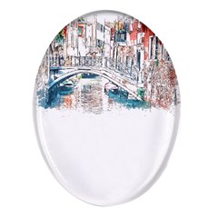 Venice T- Shirt Venice Voyage Art Digital Painting Watercolor Discovery T- Shirt Oval Glass Fridge Magnet (4 Pack) by ZUXUMI