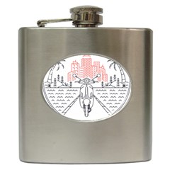 Vespa T- Shirt Hit The Road 3 T- Shirt Hip Flask (6 Oz) by ZUXUMI