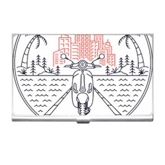 Vespa T- Shirt Hit The Road 3 T- Shirt Business Card Holder by ZUXUMI