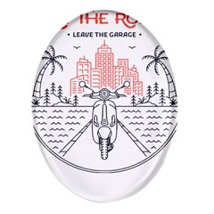 Vespa T- Shirt Hit The Road 3 T- Shirt Oval Glass Fridge Magnet (4 Pack) by ZUXUMI