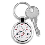 Veterinarian Gift T- Shirt Veterinary Medicine, Happy And Healthy Friends    Pattern    Coral Backgr Key Chain (Round) Front