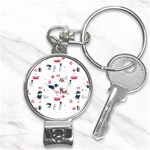 Veterinarian Gift T- Shirt Veterinary Medicine, Happy And Healthy Friends    Pattern    Coral Backgr Nail Clippers Key Chain Front