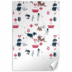 Veterinarian Gift T- Shirt Veterinary Medicine, Happy And Healthy Friends    Pattern    Coral Backgr Canvas 24  X 36  by ZUXUMI