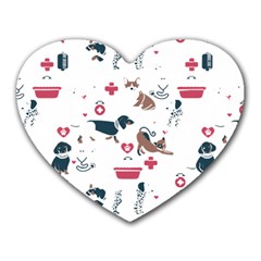 Veterinarian Gift T- Shirt Veterinary Medicine, Happy And Healthy Friends    Pattern    Coral Backgr Heart Mousepad by ZUXUMI