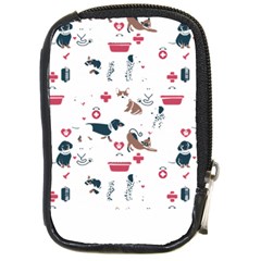 Veterinarian Gift T- Shirt Veterinary Medicine, Happy And Healthy Friends    Pattern    Coral Backgr Compact Camera Leather Case by ZUXUMI