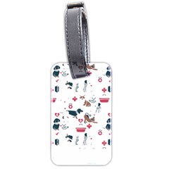 Veterinarian Gift T- Shirt Veterinary Medicine, Happy And Healthy Friends    Pattern    Coral Backgr Luggage Tag (two Sides) by ZUXUMI