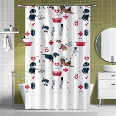 Veterinarian Gift T- Shirt Veterinary Medicine, Happy And Healthy Friends    Pattern    Coral Backgr Shower Curtain 48  X 72  (small)  by ZUXUMI