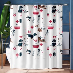 Veterinarian Gift T- Shirt Veterinary Medicine, Happy And Healthy Friends    Pattern    Coral Backgr Shower Curtain 60  X 72  (medium)  by ZUXUMI