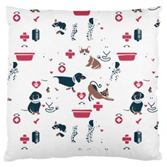 Veterinarian Gift T- Shirt Veterinary Medicine, Happy And Healthy Friends    Pattern    Coral Backgr Large Cushion Case (one Side) by ZUXUMI