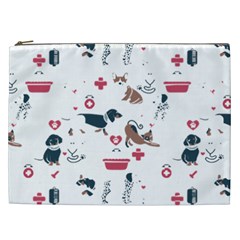 Veterinarian Gift T- Shirt Veterinary Medicine, Happy And Healthy Friends    Pattern    Coral Backgr Cosmetic Bag (xxl) by ZUXUMI