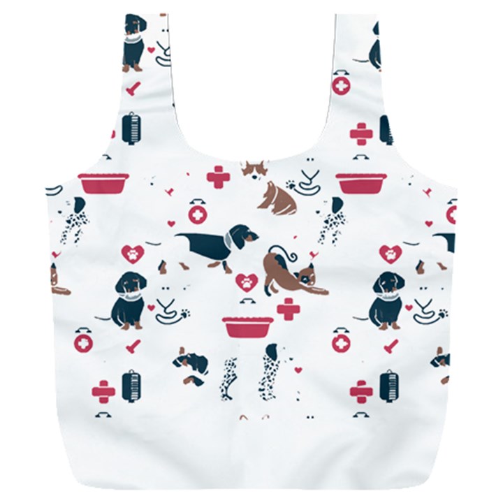 Veterinarian Gift T- Shirt Veterinary Medicine, Happy And Healthy Friends    Pattern    Coral Backgr Full Print Recycle Bag (XXXL)