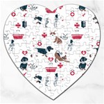 Veterinarian Gift T- Shirt Veterinary Medicine, Happy And Healthy Friends    Pattern    Coral Backgr Jigsaw Puzzle (Heart) Front