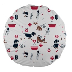 Veterinarian Gift T- Shirt Veterinary Medicine, Happy And Healthy Friends    Pattern    Coral Backgr Large 18  Premium Round Cushions by ZUXUMI