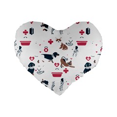 Veterinarian Gift T- Shirt Veterinary Medicine, Happy And Healthy Friends    Pattern    Coral Backgr Standard 16  Premium Heart Shape Cushions by ZUXUMI