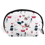 Veterinarian Gift T- Shirt Veterinary Medicine, Happy And Healthy Friends    Pattern    Coral Backgr Accessory Pouch (Large) Front