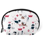 Veterinarian Gift T- Shirt Veterinary Medicine, Happy And Healthy Friends    Pattern    Coral Backgr Accessory Pouch (Large) Back