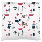 Veterinarian Gift T- Shirt Veterinary Medicine, Happy And Healthy Friends    Pattern    Coral Backgr Large Premium Plush Fleece Cushion Case (One Side) Front