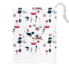 Veterinarian Gift T- Shirt Veterinary Medicine, Happy And Healthy Friends    Pattern    Coral Backgr Drawstring Pouch (4xl) by ZUXUMI