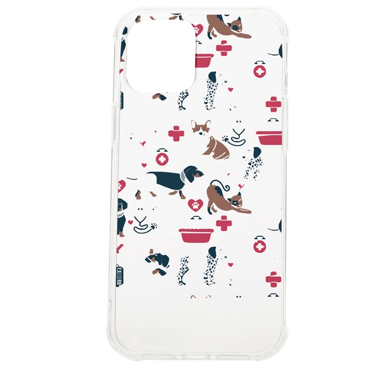 Veterinarian Gift T- Shirt Veterinary Medicine, Happy And Healthy Friends    Pattern    Coral Backgr iPhone 12 Pro max TPU UV Print Case