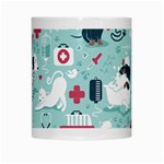 Veterinarian Medicine T- Shirt Veterinary Medicine, Happy And Healthy Friends    Aqua Background Red White Mug Center