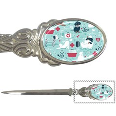 Veterinarian Medicine T- Shirt Veterinary Medicine, Happy And Healthy Friends    Aqua Background Red Letter Opener by ZUXUMI