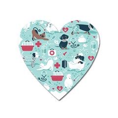 Veterinarian Medicine T- Shirt Veterinary Medicine, Happy And Healthy Friends    Aqua Background Red Heart Magnet by ZUXUMI