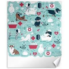 Veterinarian Medicine T- Shirt Veterinary Medicine, Happy And Healthy Friends    Aqua Background Red Canvas 16  X 20  by ZUXUMI