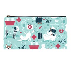 Veterinarian Medicine T- Shirt Veterinary Medicine, Happy And Healthy Friends    Aqua Background Red Pencil Case by ZUXUMI