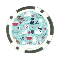 Veterinarian Medicine T- Shirt Veterinary Medicine, Happy And Healthy Friends    Aqua Background Red Poker Chip Card Guard (10 Pack) by ZUXUMI